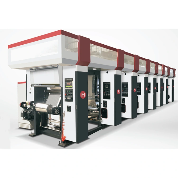 3-12 Warna Mesin Cetak Rotogravure Automatik Berkomputer Tiga Motor Vektor